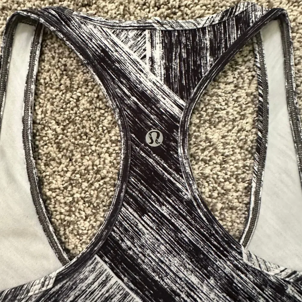 Lululemon black & white stripe pattern Cool racerback tank top